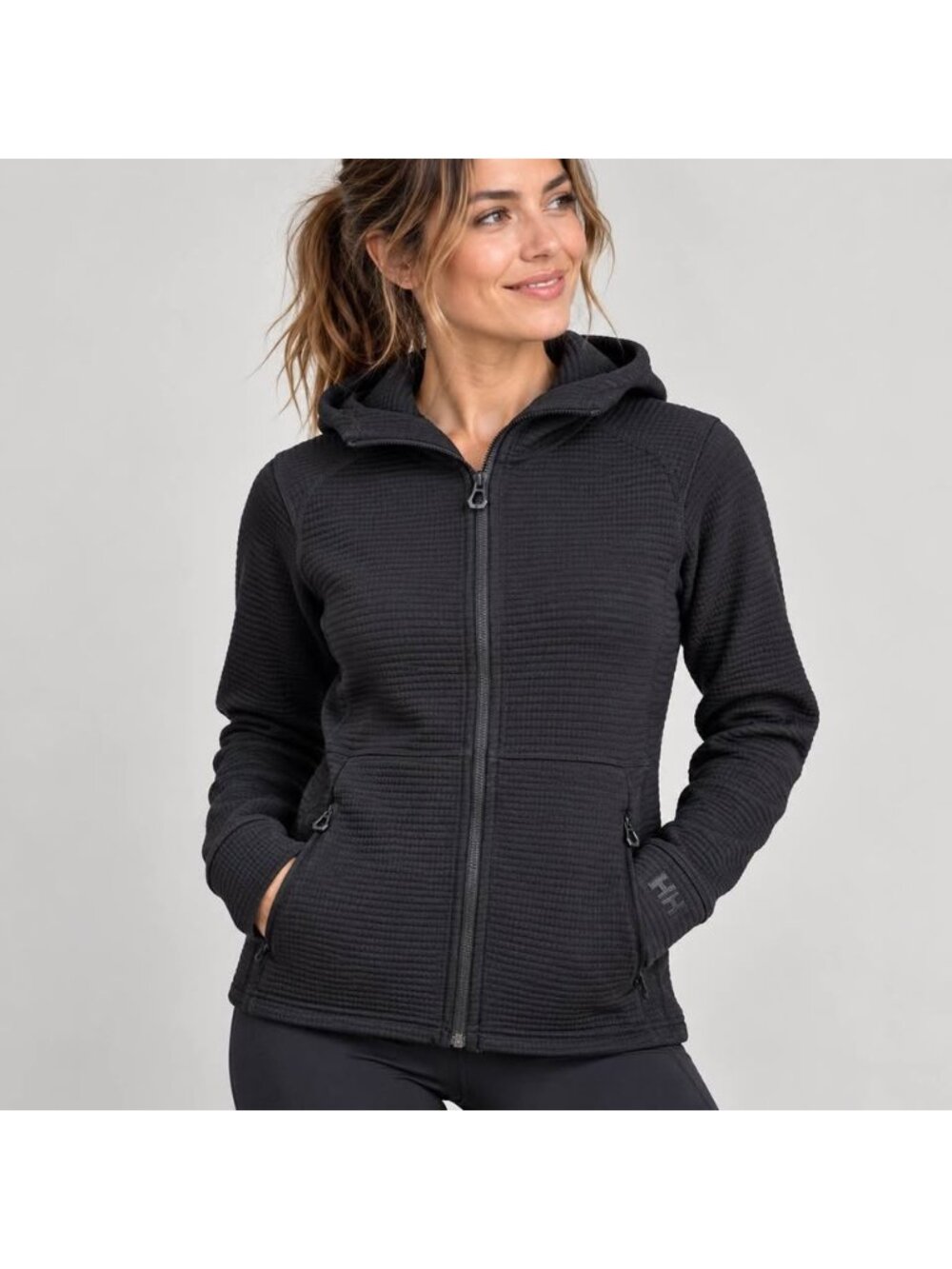 Helly Hansen Women’s XS Black Waffle Knit Full Zip Hoodie Jacket